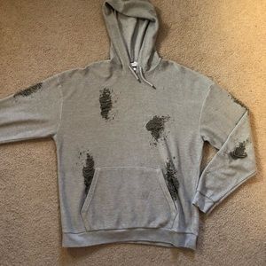 Mens oversized distressed hoodie